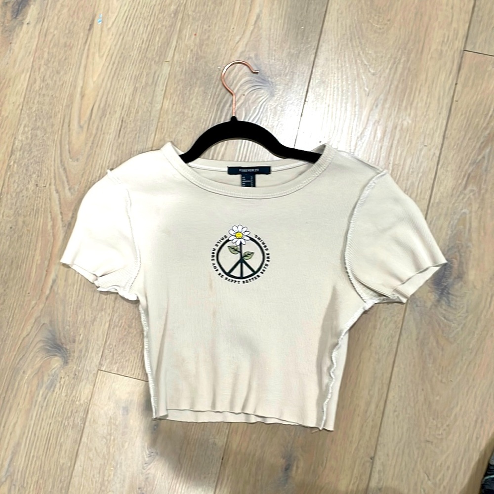 Beige Rib Knit Crop Top